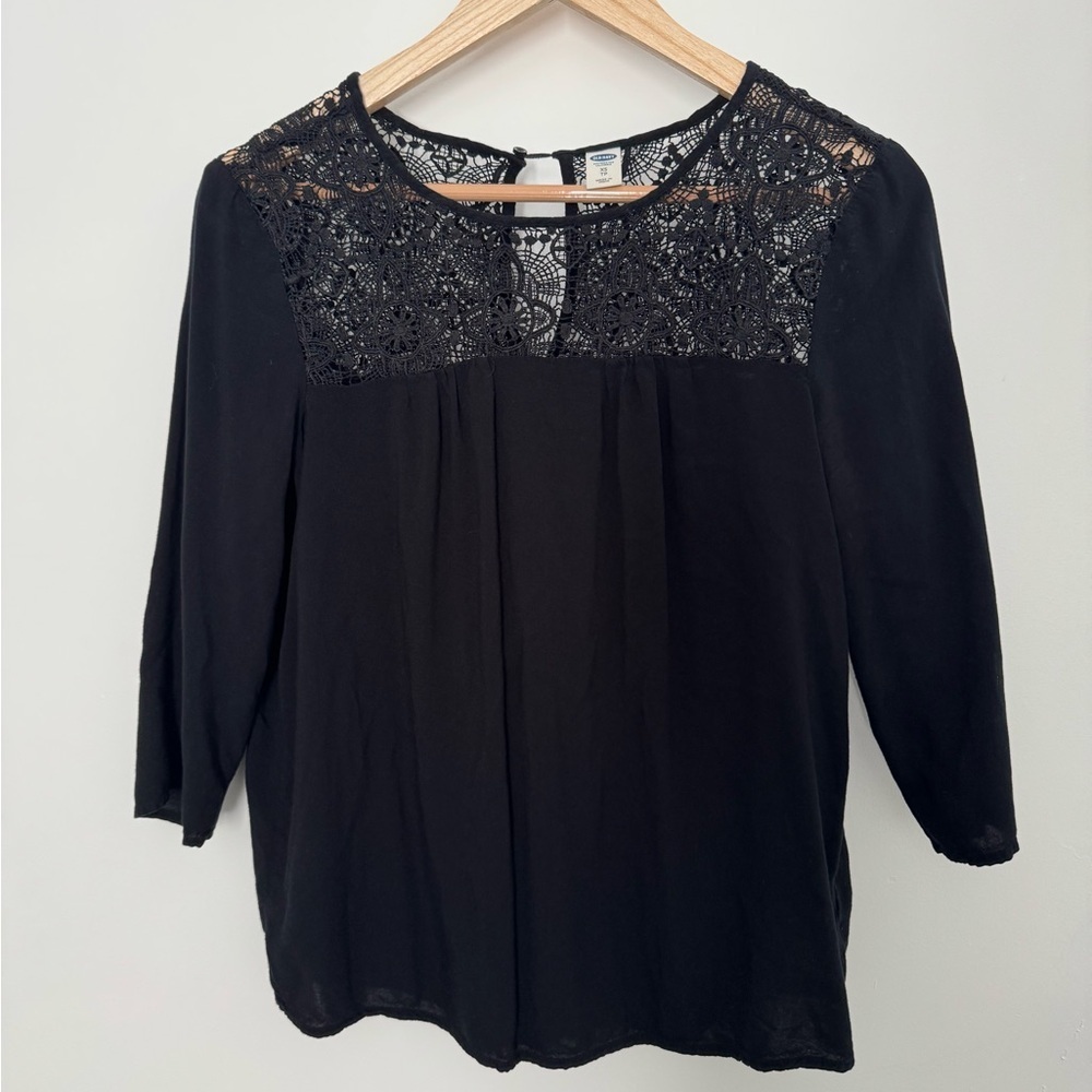 Old Navy Black Lace Detail Blouse